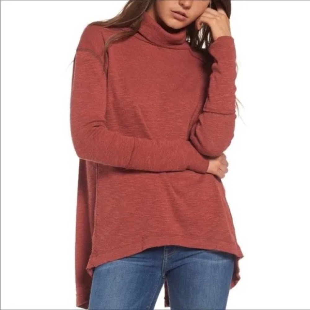We the Free Split Back Turtleneck Sienna Red, Size XS